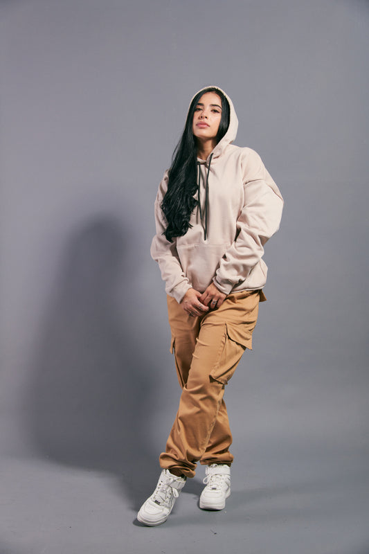 BUZO HK OVERSIZE BEIGE CAPOTA