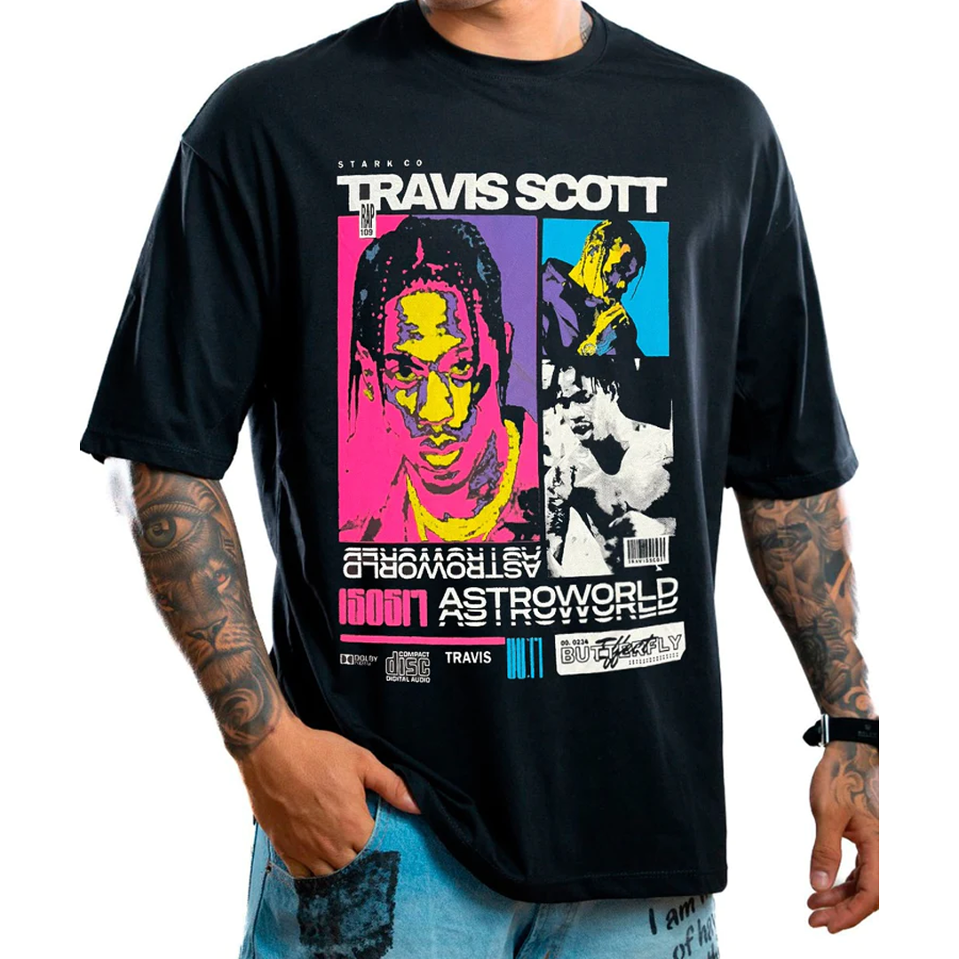 CAMISETA ST OVERSIZE NEGRA TRAVIS SCOTT